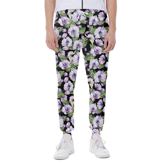 Watercolor Cattleya Pattern Print Scuba Joggers