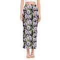 Watercolor Cattleya Pattern Print Side Slit Maxi Skirt