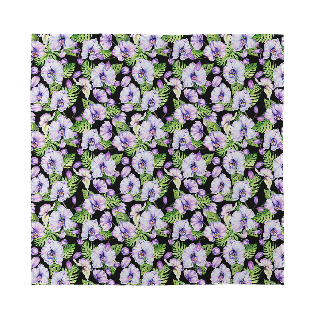 Watercolor Cattleya Pattern Print Silk Bandana