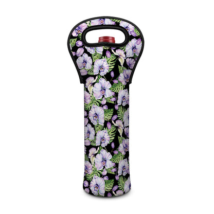 Watercolor Cattleya Pattern Print Single Neoprene Wine Tote