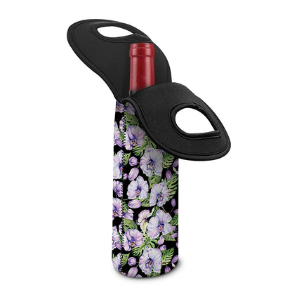 Watercolor Cattleya Pattern Print Single Neoprene Wine Tote