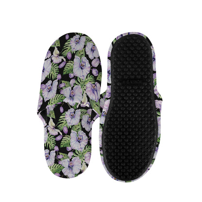 Watercolor Cattleya Pattern Print Slippers