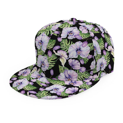Watercolor Cattleya Pattern Print Snapback Cap