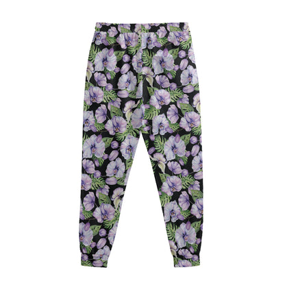 Watercolor Cattleya Pattern Print Sweatpants