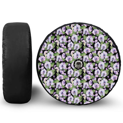 Watercolor Cattleya Pattern Print Tire Cover With Camera Hole
