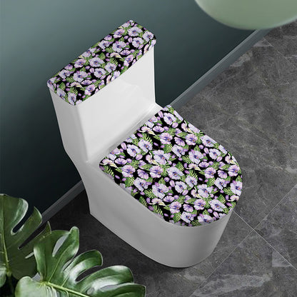 Watercolor Cattleya Pattern Print Toilet Lid And Tank Cover Set
