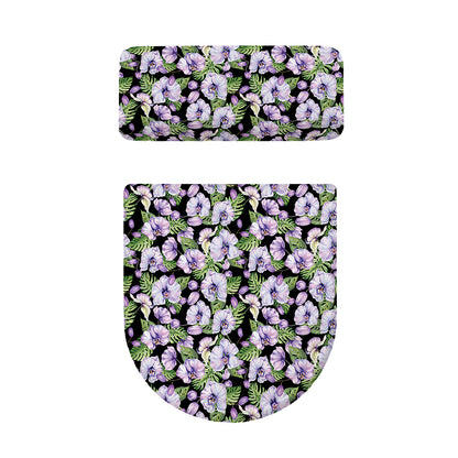 Watercolor Cattleya Pattern Print Toilet Lid And Tank Cover Set