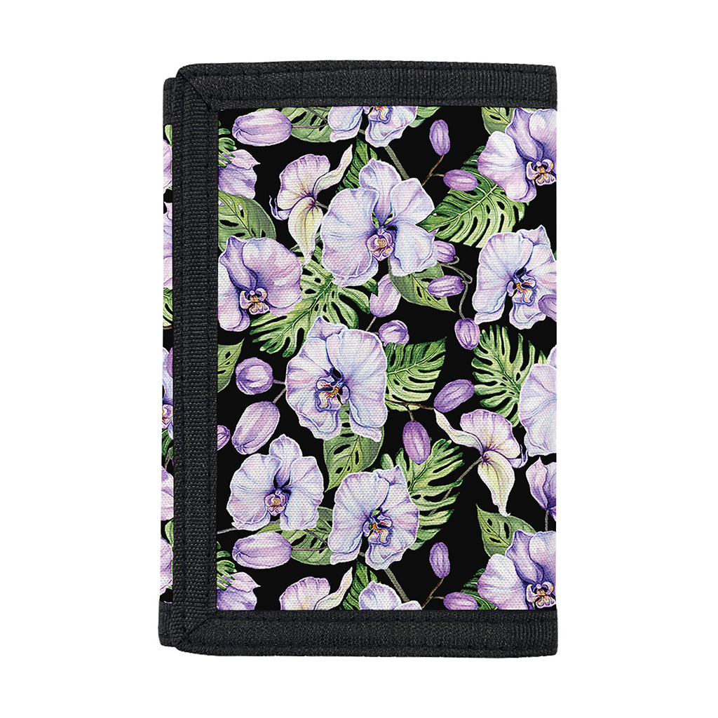 Watercolor Cattleya Pattern Print Trifold Wallet