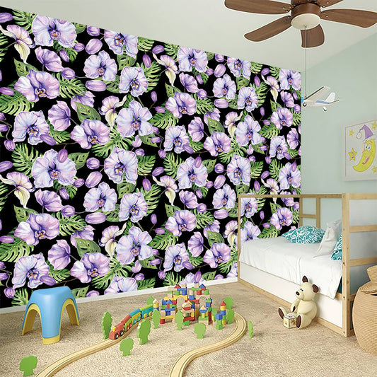 Watercolor Cattleya Pattern Print Wall Sticker