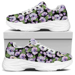 Watercolor Cattleya Pattern Print White Chunky Shoes