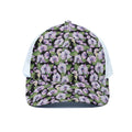 Watercolor Cattleya Pattern Print White Mesh Trucker Hat