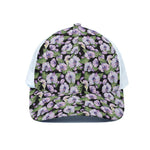 Watercolor Cattleya Pattern Print White Mesh Trucker Cap