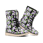 Watercolor Cattleya Pattern Print Winter Boots