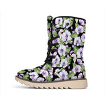 Watercolor Cattleya Pattern Print Winter Boots