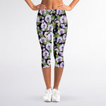 Watercolor Cattleya Pattern Print Women's Capri Leggings