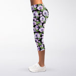 Watercolor Cattleya Pattern Print Women's Capri Leggings