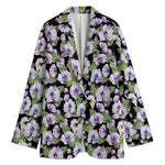 Watercolor Cattleya Pattern Print Women's Cotton Blazer