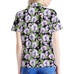 Watercolor Cattleya Pattern Print Women's Polo Shirt