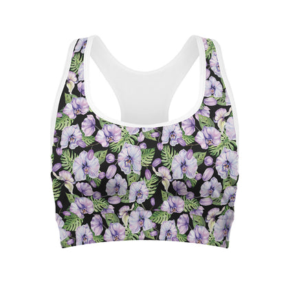 Watercolor Cattleya Pattern Print Women's Sports Bra