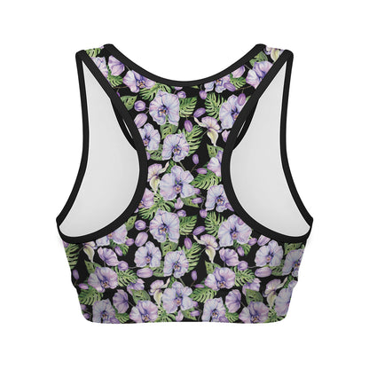 Watercolor Cattleya Pattern Print Women's Sports Bra