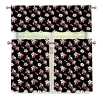 Watercolor Cherry Blossom Pattern Print 3 Piece Kitchen Curtains