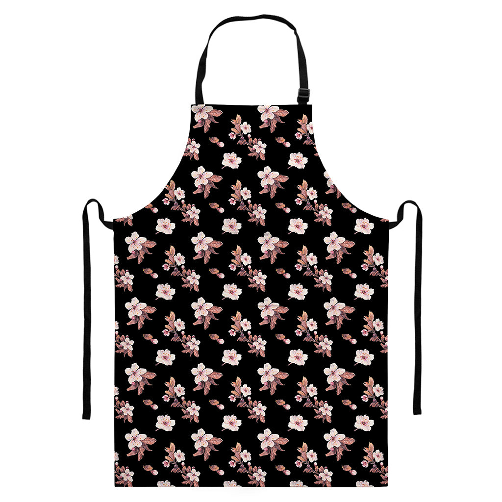 Watercolor Cherry Blossom Pattern Print Bib Apron With Pocket