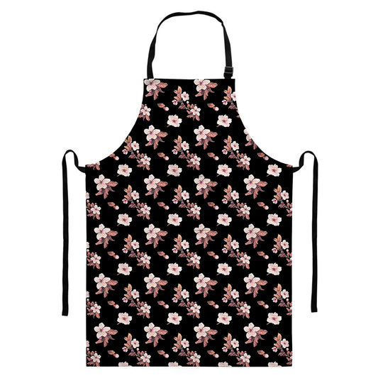 Watercolor Cherry Blossom Pattern Print Bib Apron With Pocket