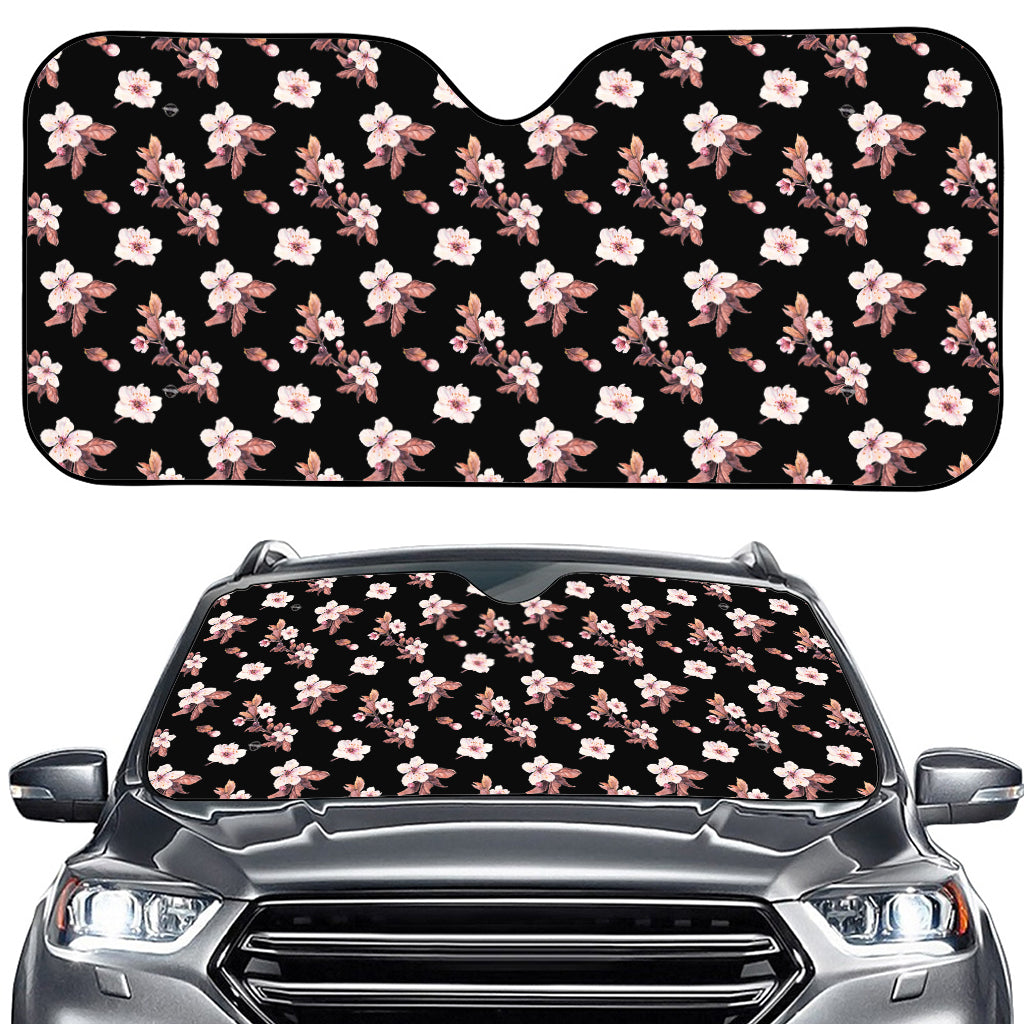 Watercolor Cherry Blossom Pattern Print Car Windshield Sun Shade