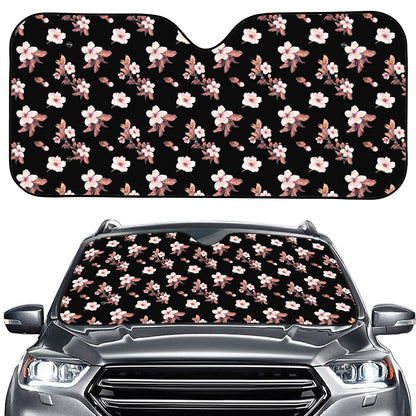 Watercolor Cherry Blossom Pattern Print Car Windshield Sun Shade