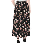 Watercolor Cherry Blossom Pattern Print Chiffon Maxi Skirt