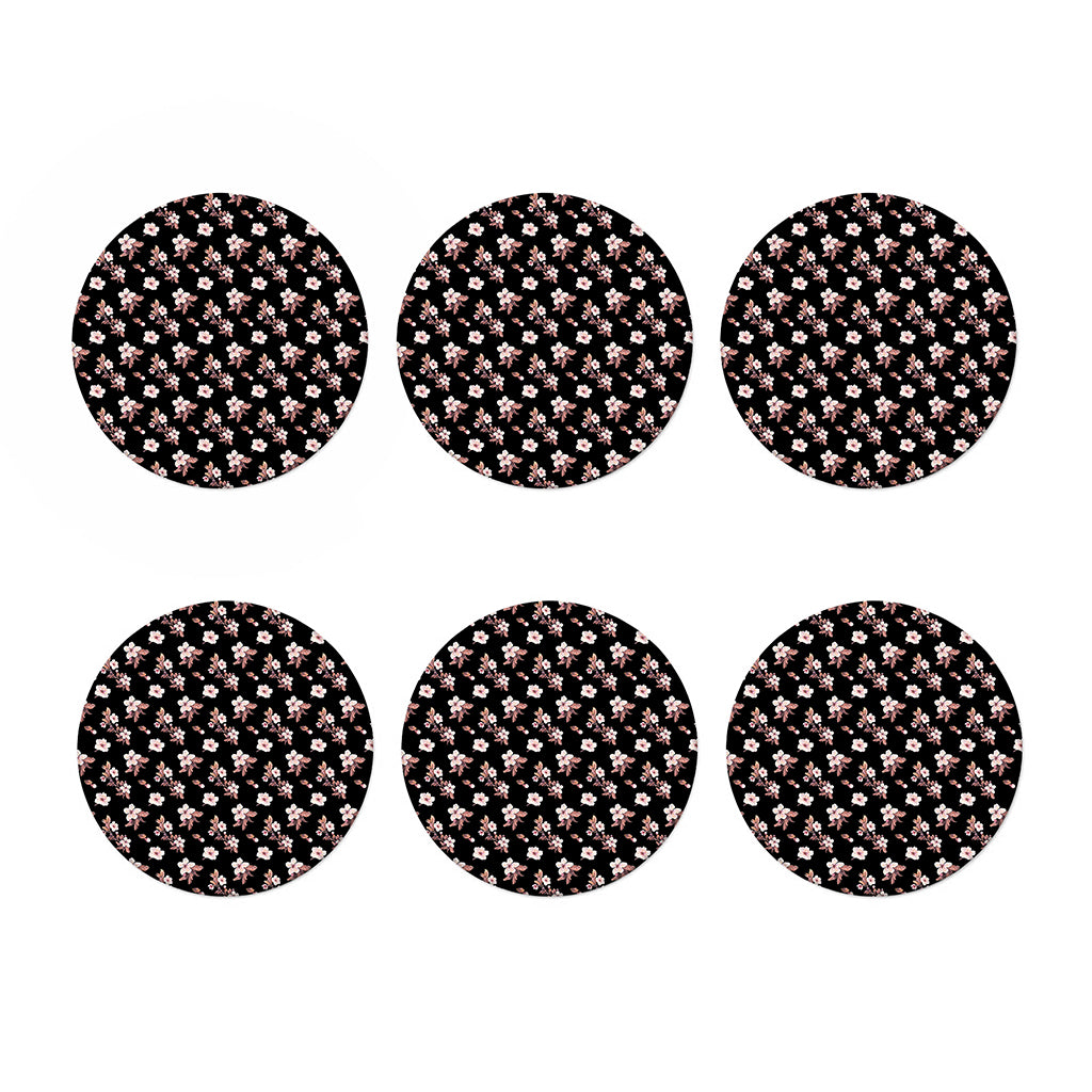 Watercolor Cherry Blossom Pattern Print Coaster Set