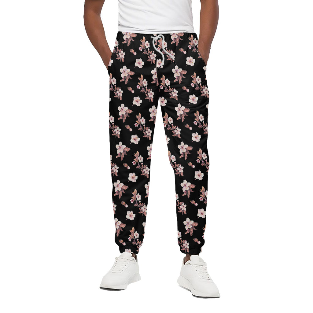 Watercolor Cherry Blossom Pattern Print Cotton Pants
