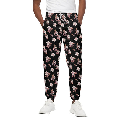 Watercolor Cherry Blossom Pattern Print Cotton Pants