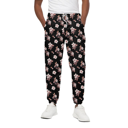 Watercolor Cherry Blossom Pattern Print Cotton Pants