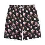 Watercolor Cherry Blossom Pattern Print Cotton Shorts