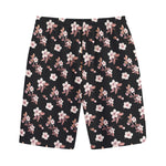 Watercolor Cherry Blossom Pattern Print Cotton Shorts