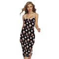 Watercolor Cherry Blossom Pattern Print Cross Back Cami Dress