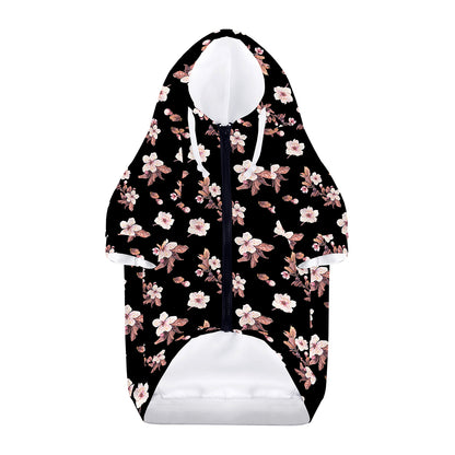 Watercolor Cherry Blossom Pattern Print Dog Zip Up Hoodie