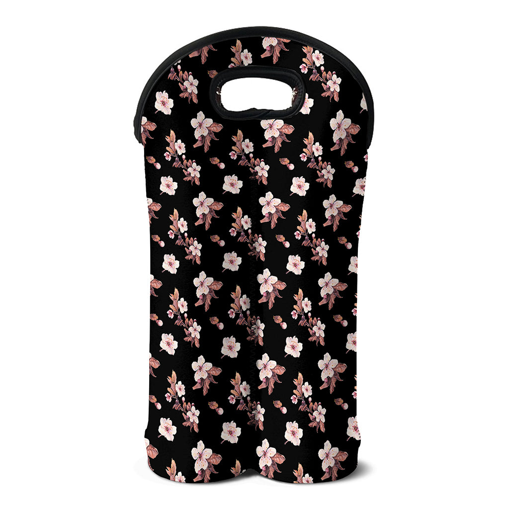 Watercolor Cherry Blossom Pattern Print Double Neoprene Wine Tote