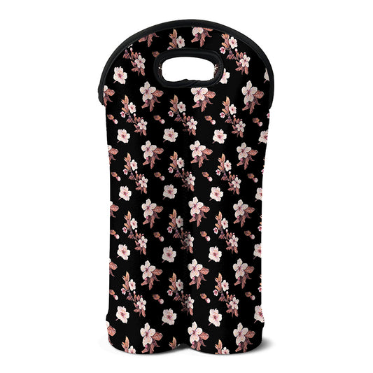 Watercolor Cherry Blossom Pattern Print Double Neoprene Wine Tote