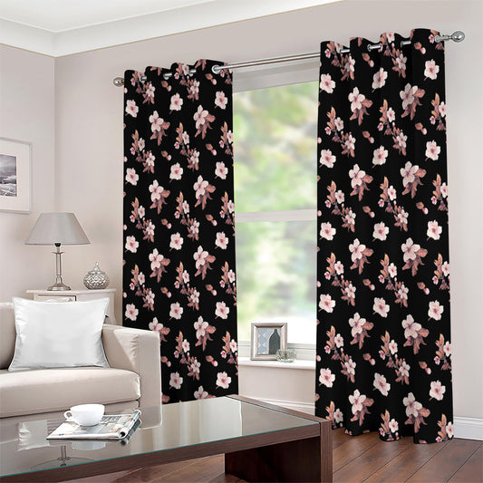 Watercolor Cherry Blossom Pattern Print Extra Wide Grommet Curtains