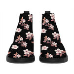 Watercolor Cherry Blossom Pattern Print Flat Ankle Boots