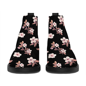 Watercolor Cherry Blossom Pattern Print Flat Ankle Boots