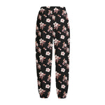 Watercolor Cherry Blossom Pattern Print Fleece Lined Knit Pants