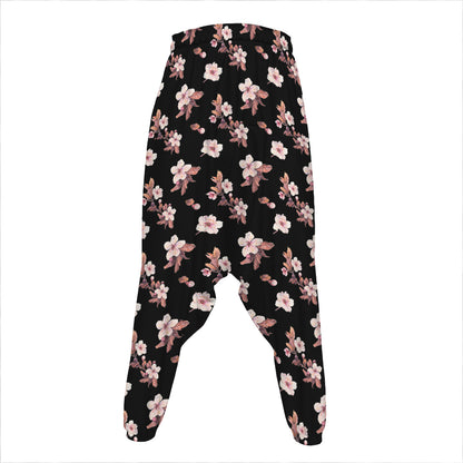 Watercolor Cherry Blossom Pattern Print Hammer Pants