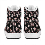 Watercolor Cherry Blossom Pattern Print High Top Leather Sneakers