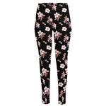 Watercolor Cherry Blossom Pattern Print High-Waisted Pocket Leggings