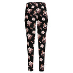 Watercolor Cherry Blossom Pattern Print High-Waisted Pocket Leggings