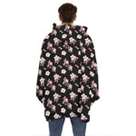 Watercolor Cherry Blossom Pattern Print Hoodie Blanket