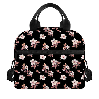 Watercolor Cherry Blossom Pattern Print Insulated Lunch Bag